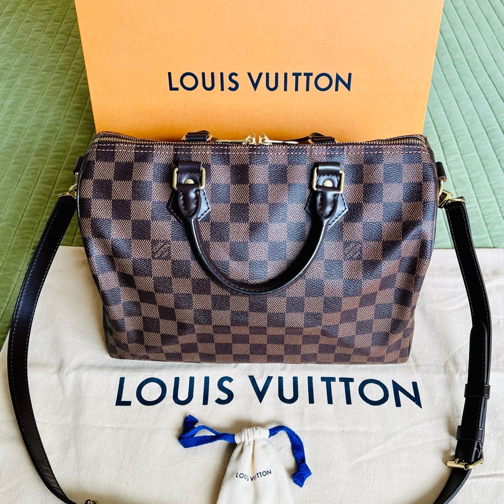 Louis Vuitton SPEEDY BANDOULIÈRE 30 Damier Ebene with duster bag + LV box
